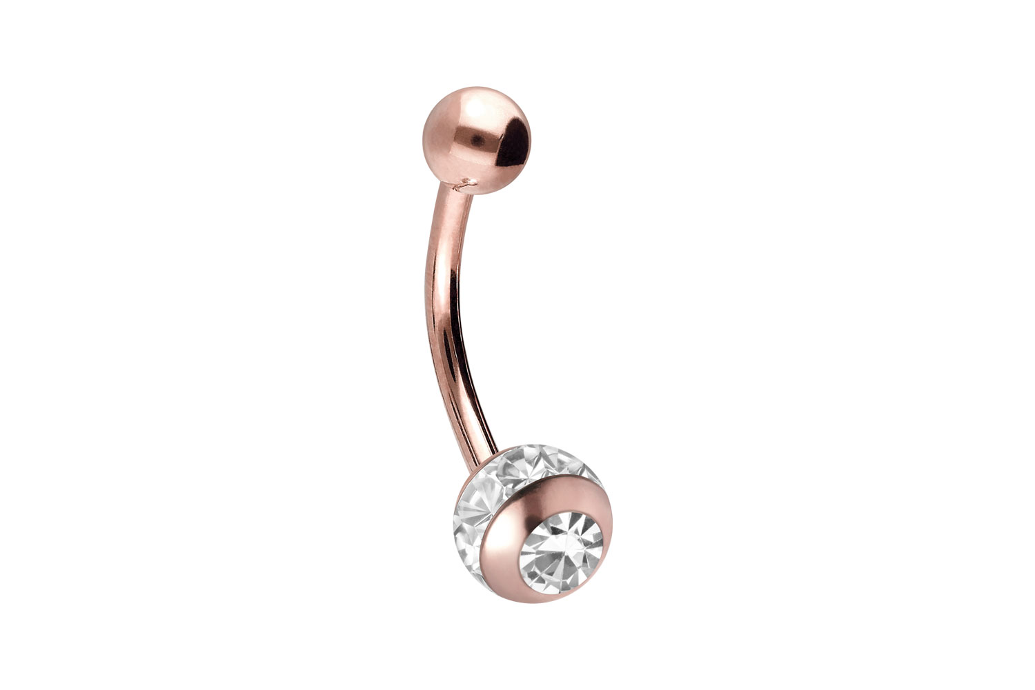 Chirurgenstahl Mini Bananabell Piercing EPOXY-RING + KRISTALL- + CHIRURGENSTAHL-KUGEL